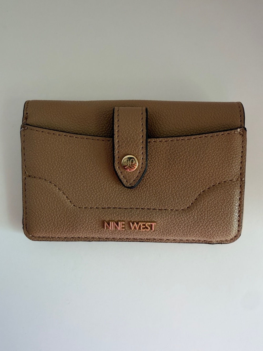 Nine West Brown Pebbled Leather Snap Wallet